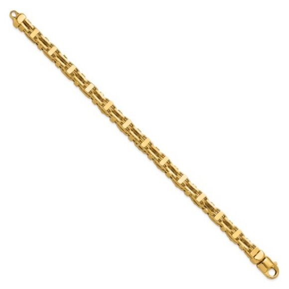 14K Polished Fancy Link Men's Bracelet: A Blend of Luxury and Durability - Picture 2 of 5